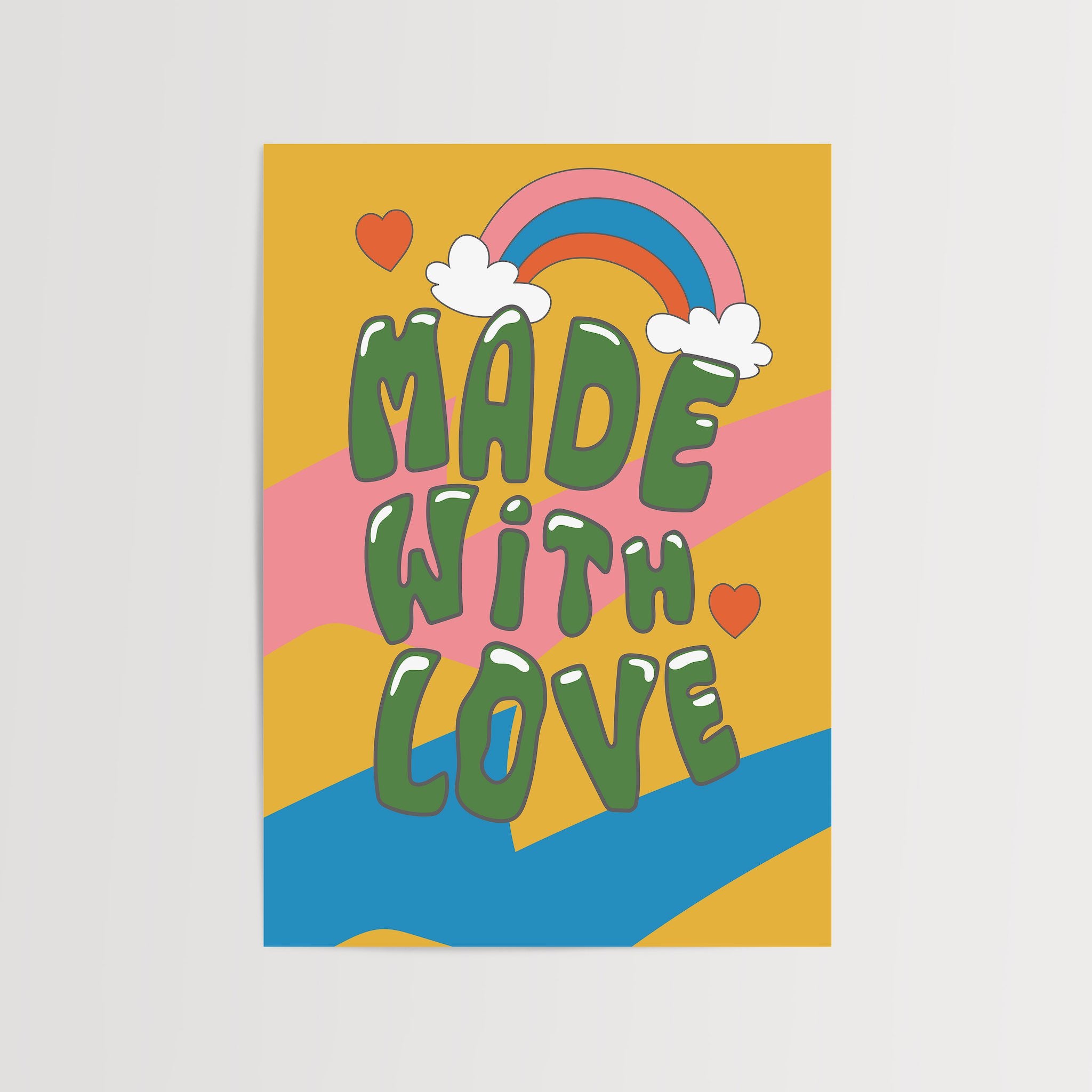Made With Love art print with colorful typography